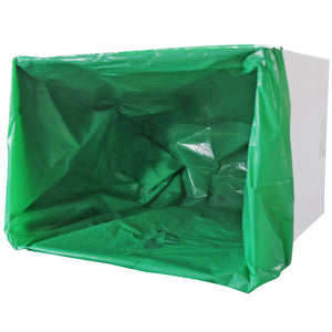 Box Liner: 17" x 12.5" x 27" - 1.0 Mil Biodegradable*  LLDPE Green with Black Print Gusseted Food Grade Liner